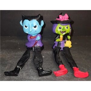 Halloween Shelf Sitters Witch & Monster 6” Set Of 2